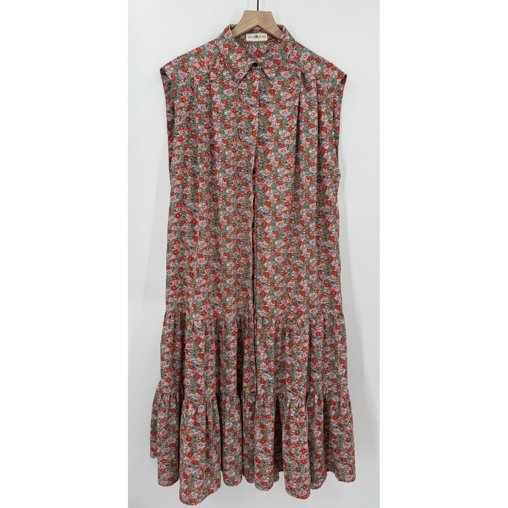 Natural Life‎ Dress Womens XS/S Pink Red Floral Maxi Boho Long Colorful Ruffle